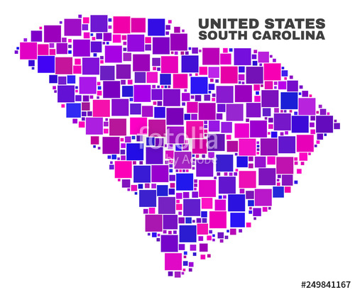 500x412 Mosaic South Carolina State Map Isolated On A White Background