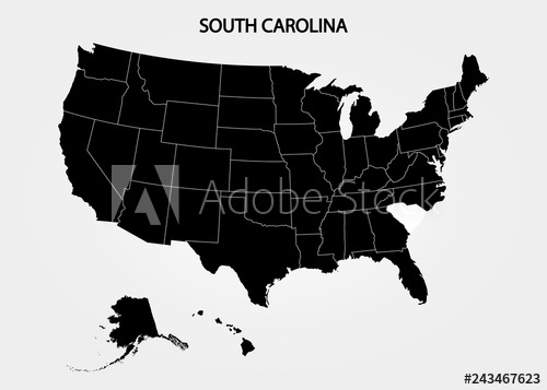 500x357 South Carolina States Of America Territory On Gray Background