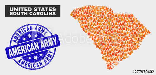 500x242 Vector Composition Of Flame South Carolina State Map And Blue