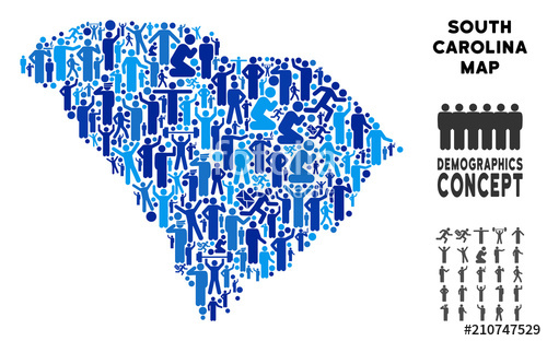 500x312 Vector Population South Carolina State Map Demography Mosaic