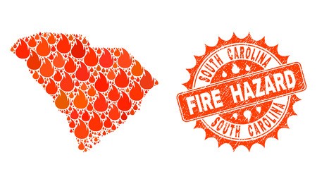 450x261 Fire Hazard Collage Of Map Of South Carolina State Burning