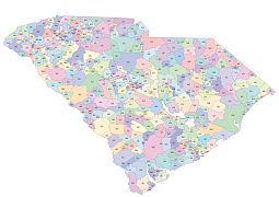 255x180 Preview Of South Carolina Zip Code Vector Map
