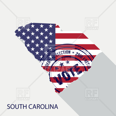 400x400 State Of South Carolina Map With Flag And Presidential Day Vote