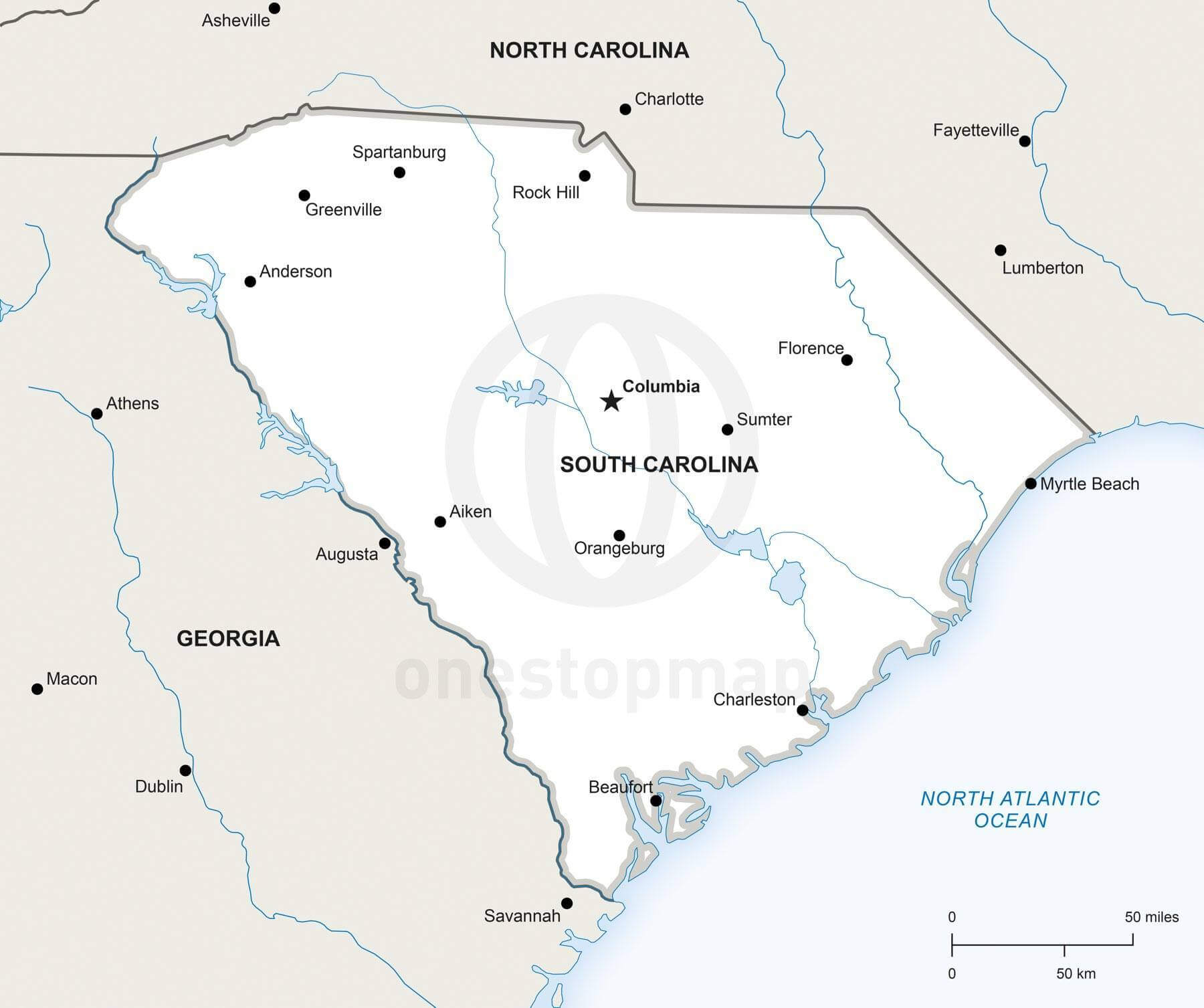 1800x1507 Vector Map Of South Carolina Political One Stop Map