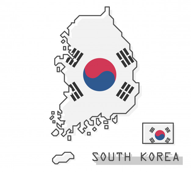 626x564 South Korea Map And Flag Vector Premium Download
