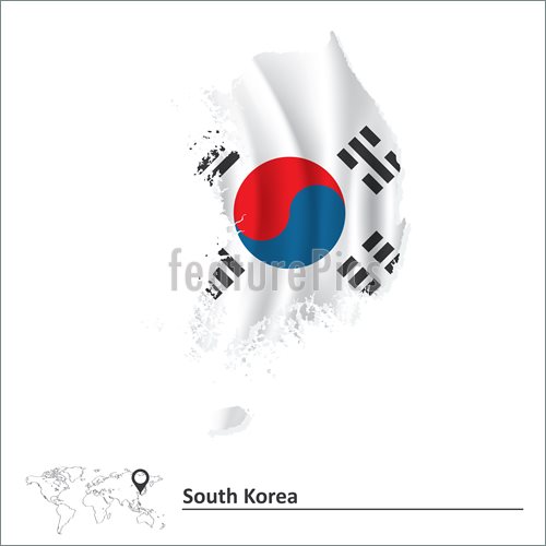 500x500 Flags Map Of South Korea With Flag