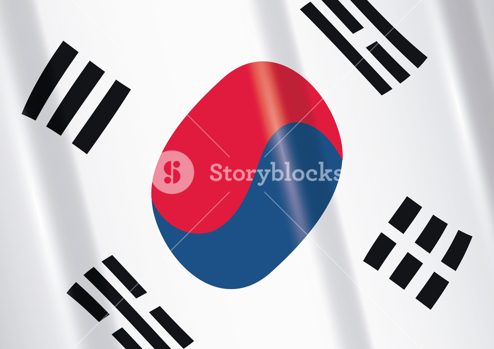 1000x706 South Korea Flag Design, Vector Illustration Icon Royalty Free