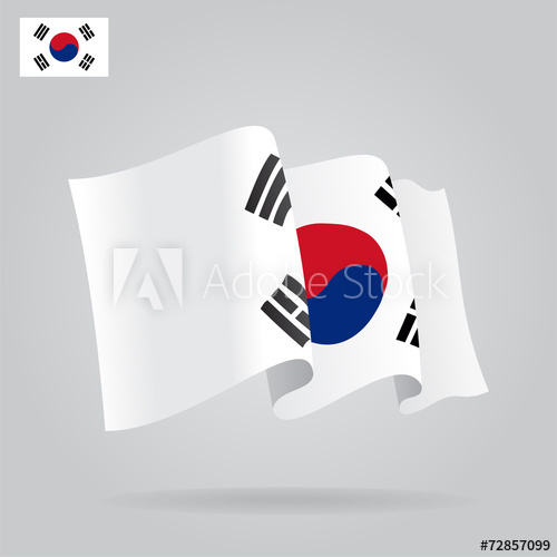 500x500 Flat And Waving South Korea Flag Vector