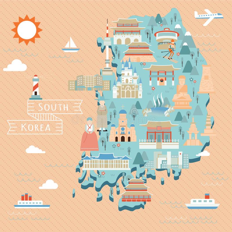 800x800 South Korea Travel Map Stock Vector Travel
