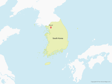 460x345 Vector Map Of South Korea Free Vector Maps