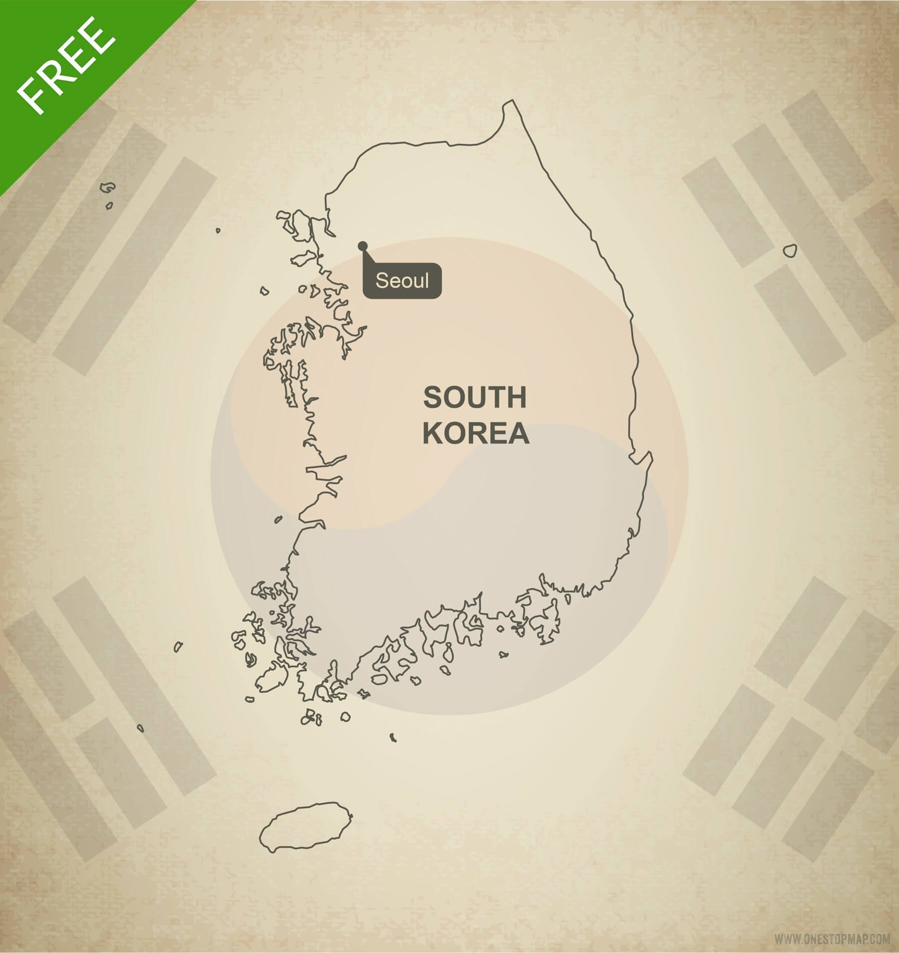 1800x1908 Free Vector Map Of South Korea Outline One Stop Map