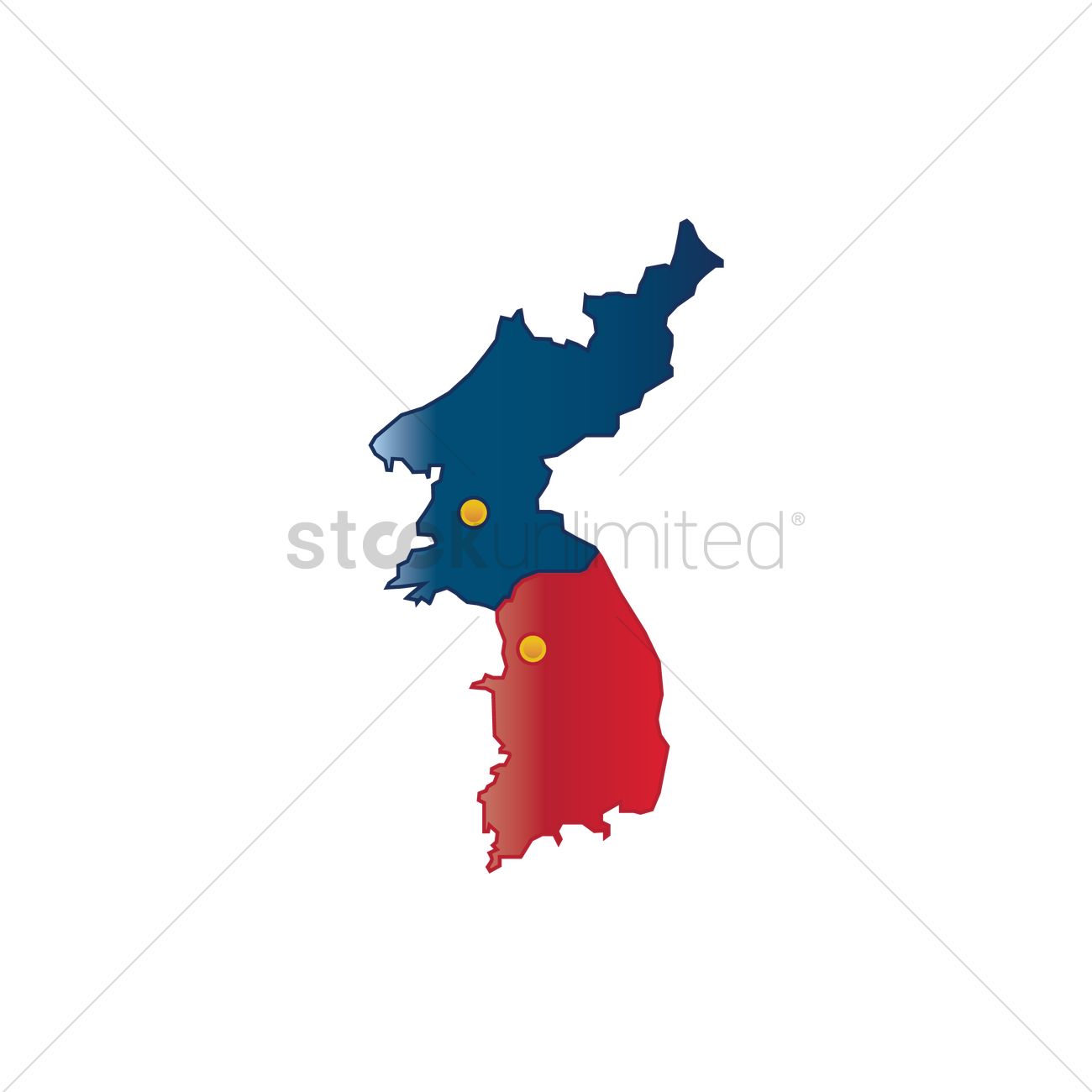 1300x1300 Map Of North And South Korea Vector Image