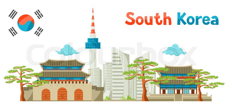 800x381 South Korea Historical And Modern Stock Vector Colourbox