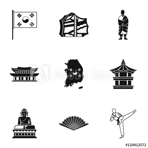 500x500 South Korea Icons Set Simple Illustration Of South Korea Vector