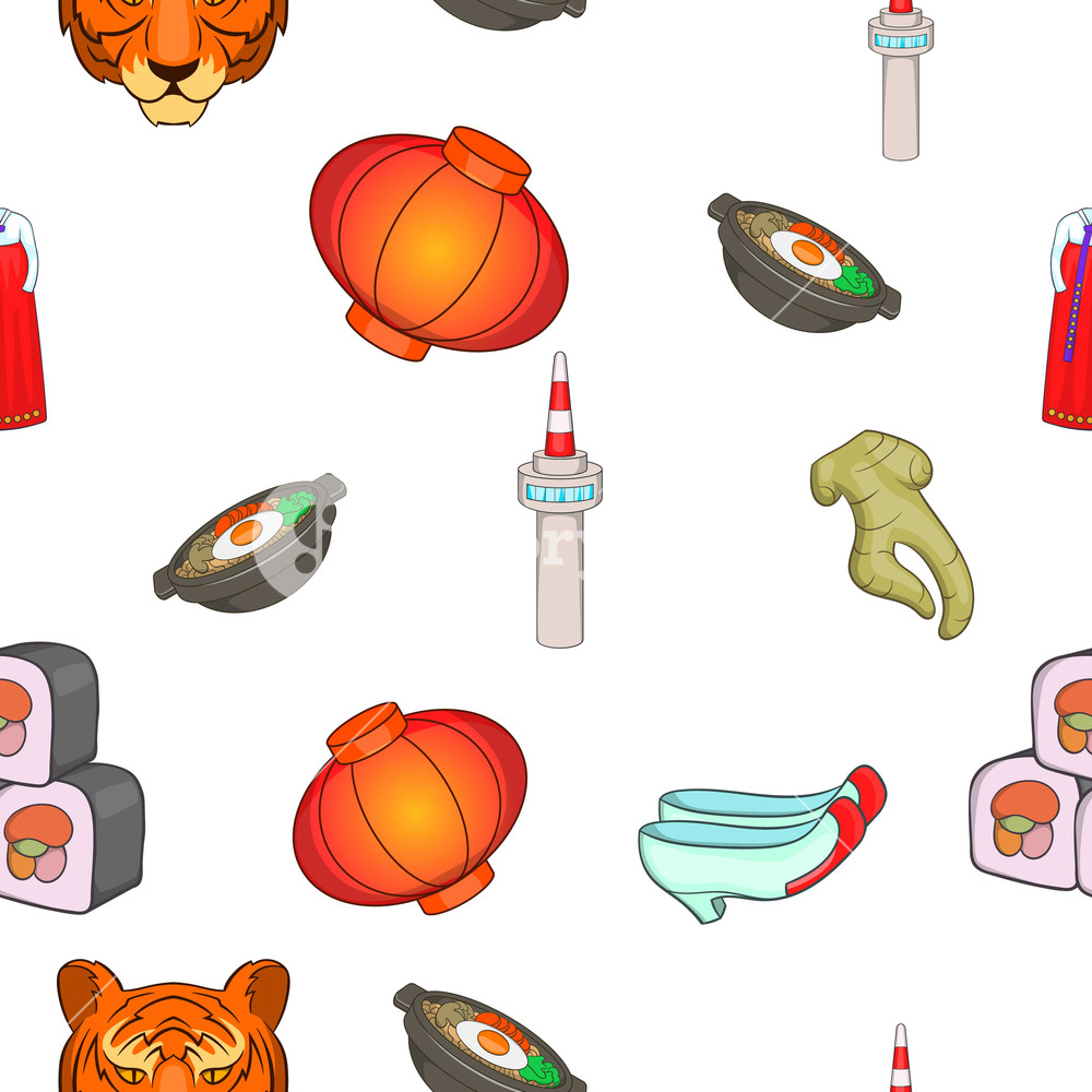 1000x1000 South Korea Pattern Cartoon Illustration Of South Korea Vector