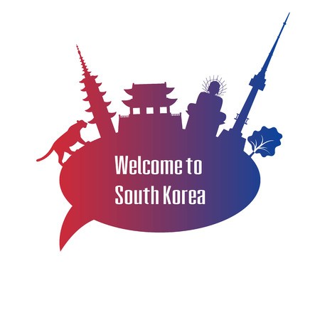 450x450 Welcome To South Korea Poster With Symbols Of South Korea Vector