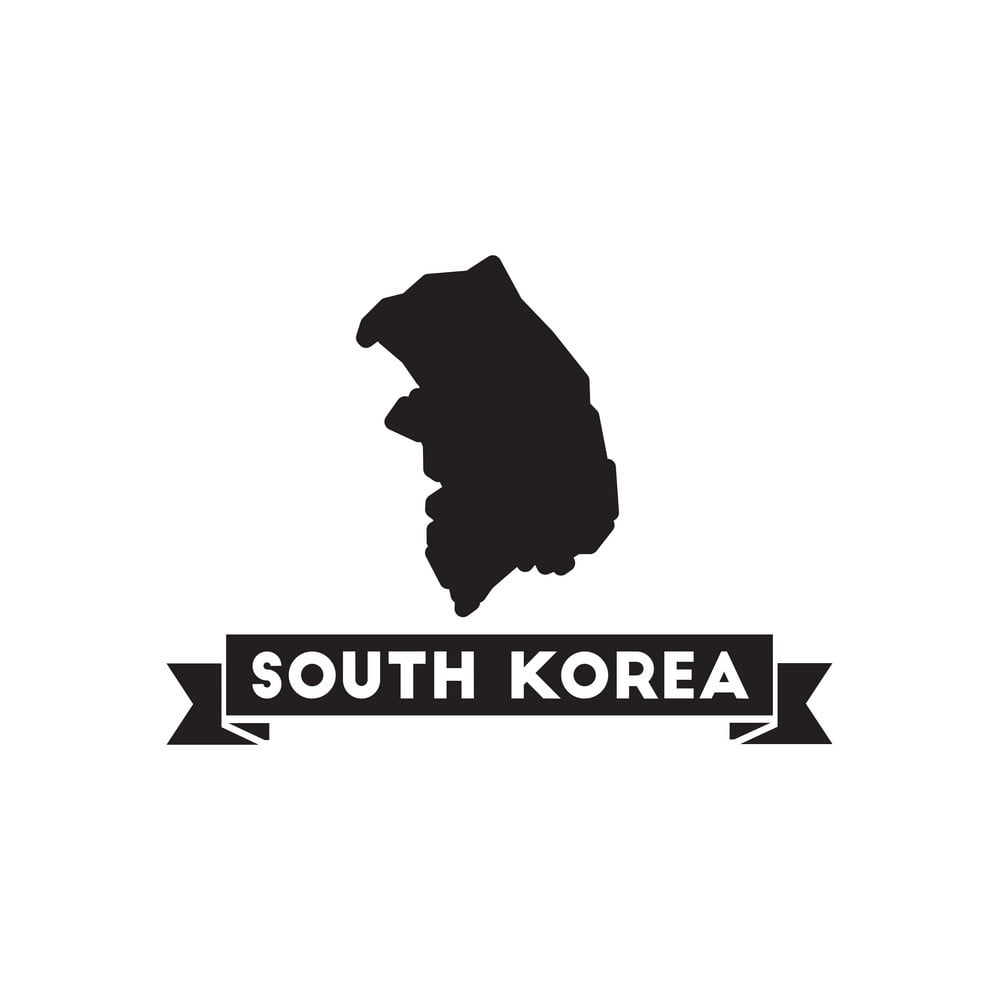 999x1000 Flat Icon With Long Shadow Map South Korea Vector