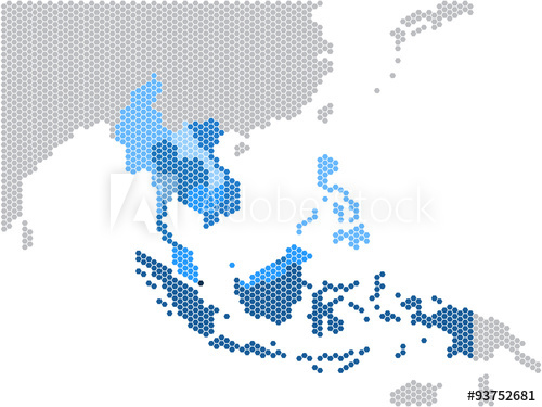 500x375 Hexagon Shape South East Asia And Nearby Countries Map Vector