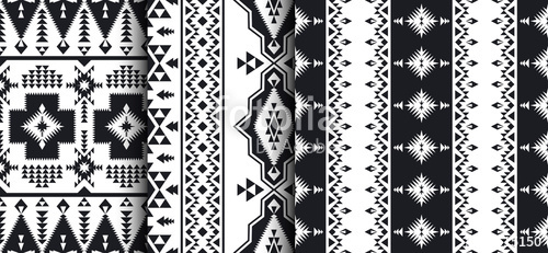 500x231 Set Of Southwest American, Indian, Aztec, Navajo Patterns Stock