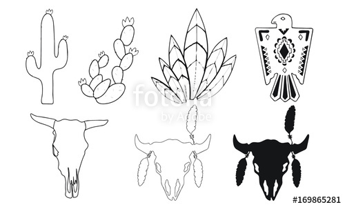 Southwest Line Art Skull Cactus Stock Image And Royalty Free 500x300 Southwest Line Art Skull Cactus Stock Image And Royalty Free
