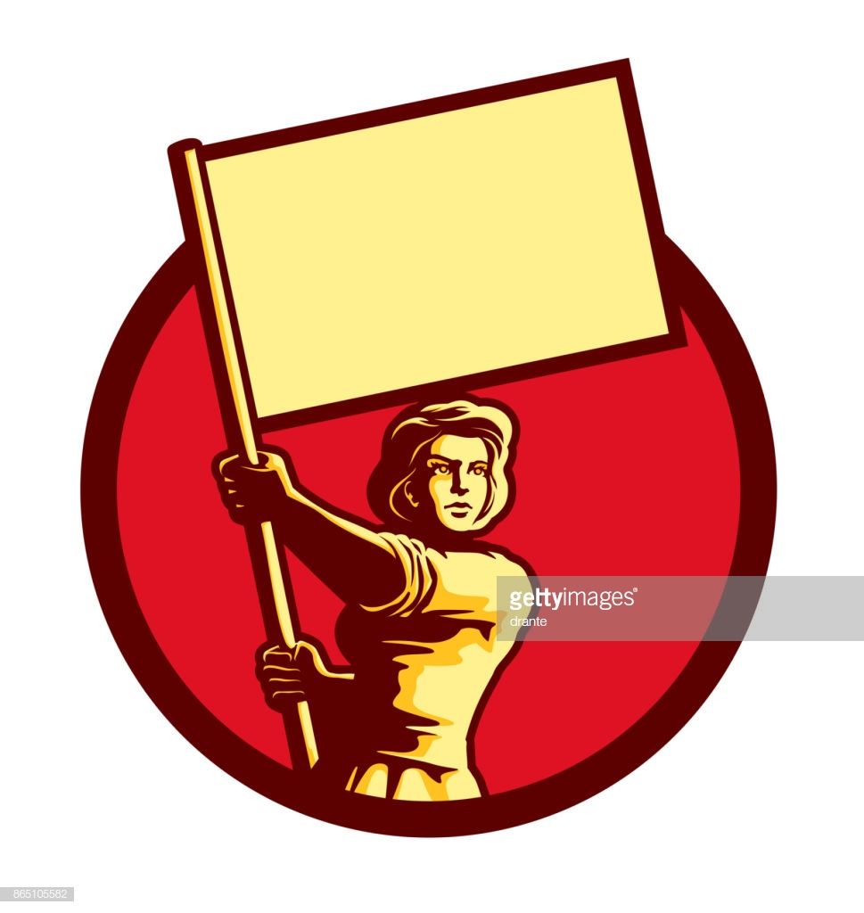 969x1024 Vector Art Retro Soviet Propaganda Style Patriot Woman Holding