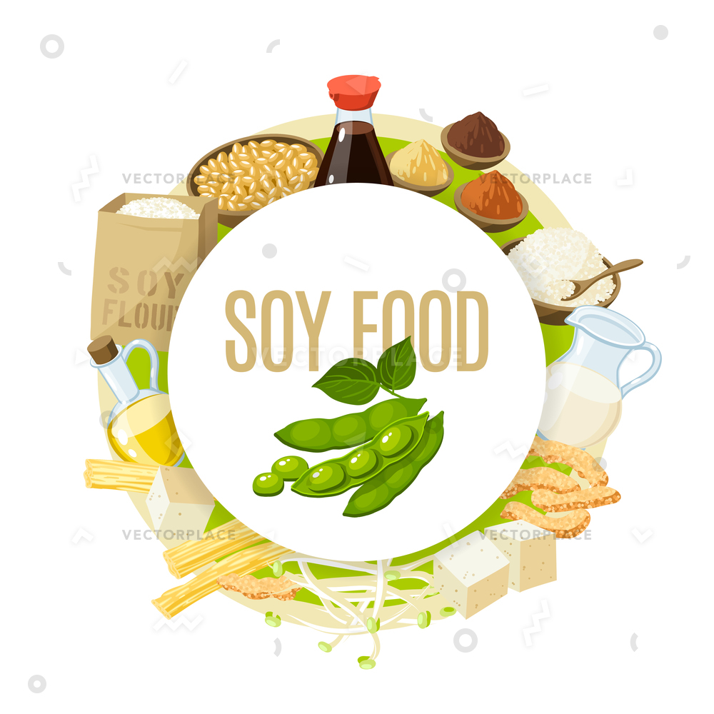 1000x1000 Soy Food Label Milk Sauce Meat Vector Illustration