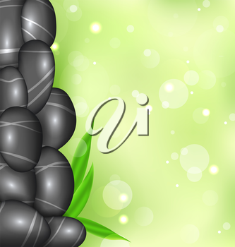 333x350 Illustration Spa Background With Bamboo Leaves And Stones