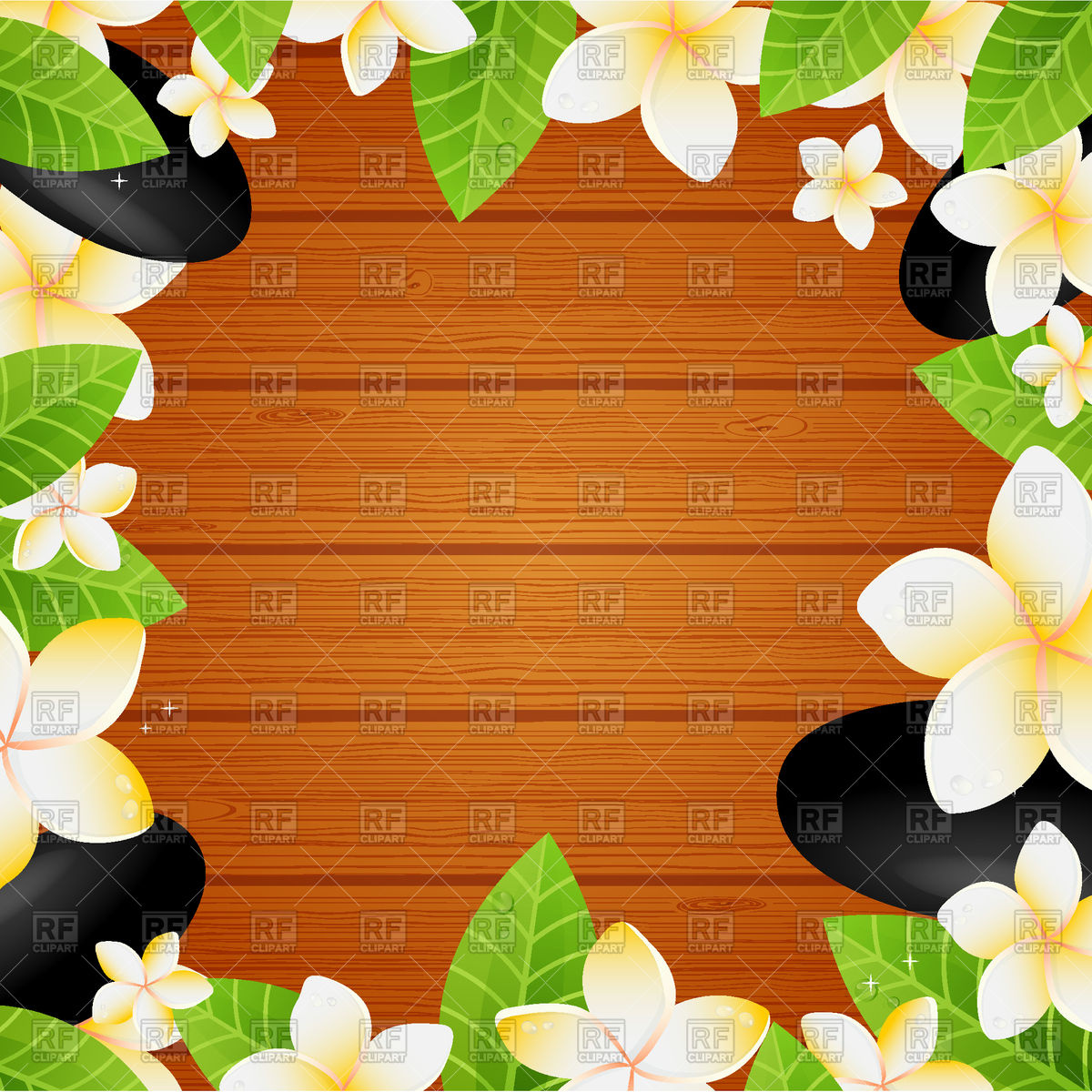 1200x1200 White Frangipani Flowers And Spa Stones Frame Vector Image