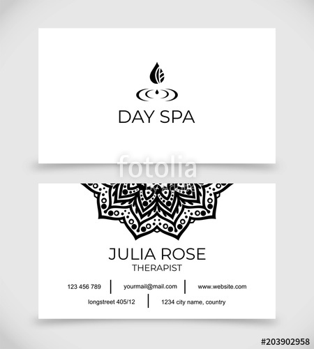White Simple Business Card Templates With Mandala Vector Stock 450x500 White Simple Business Card Templates With Mandala Vector Stock