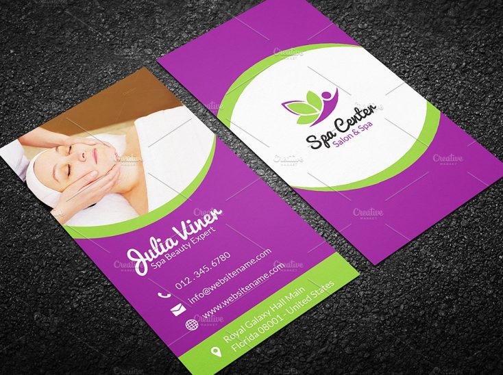 Beauty Center Business Card Design Vector Parlour Professional 734x548 Beauty Center Business Card Design Vector Parlour Professional