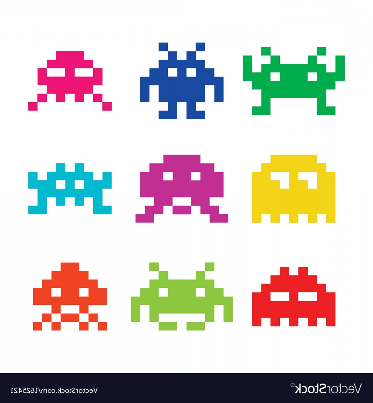 1200x1296 Space Invaders Bit Aliens Icons Set Vector Wallkeeper