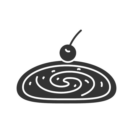 450x450 Cherry Strudel Glyph Icon Swiss Roll With Jam Silhouette Symbol