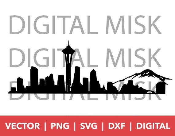 Seattle Skyline Vector Space Needle Silhouette Etsy 570x444 Seattle Skyline Vector Space Needle Silhouette Etsy