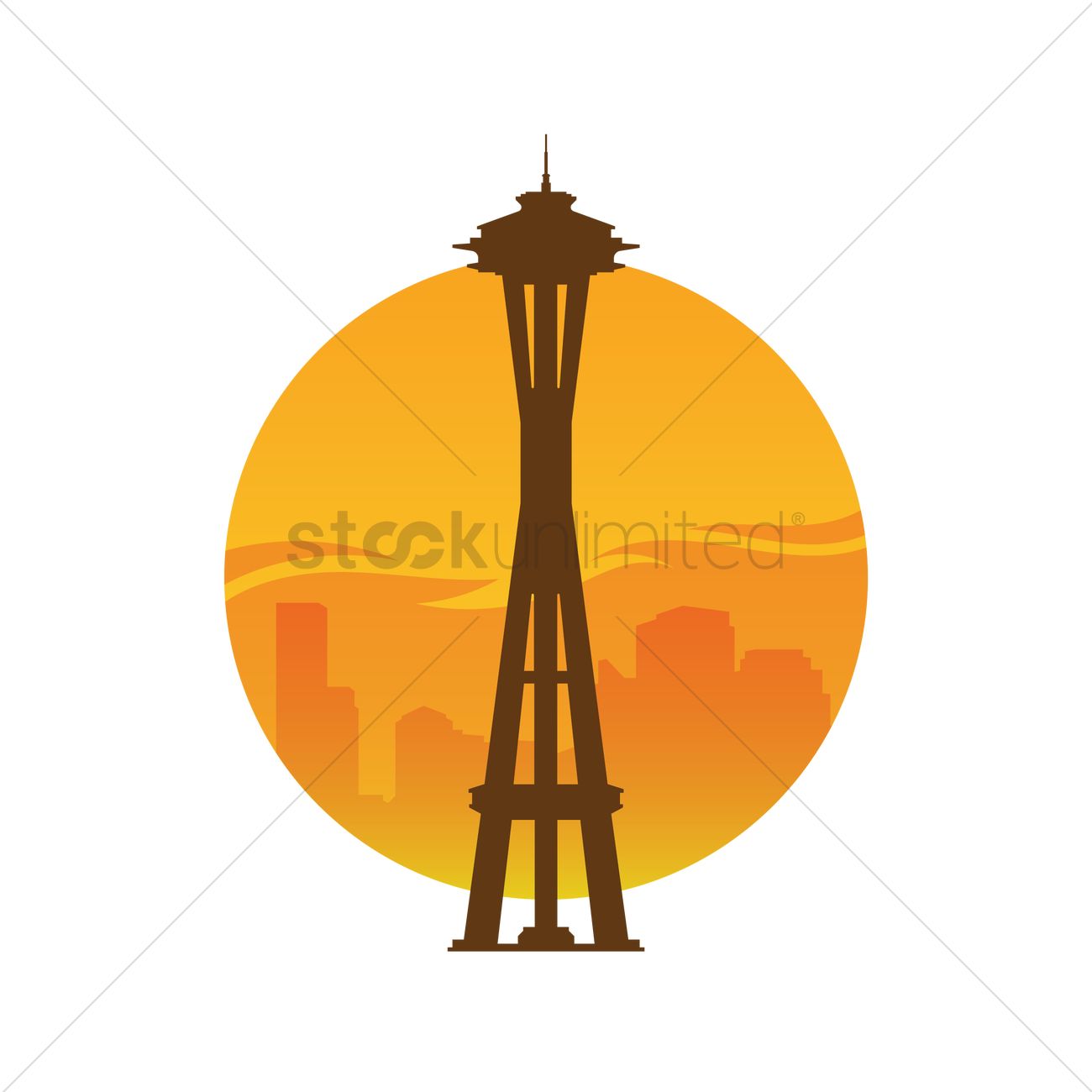 Space Needle Tower Vector Image 1300x1300 Space Needle Tower Vector Image