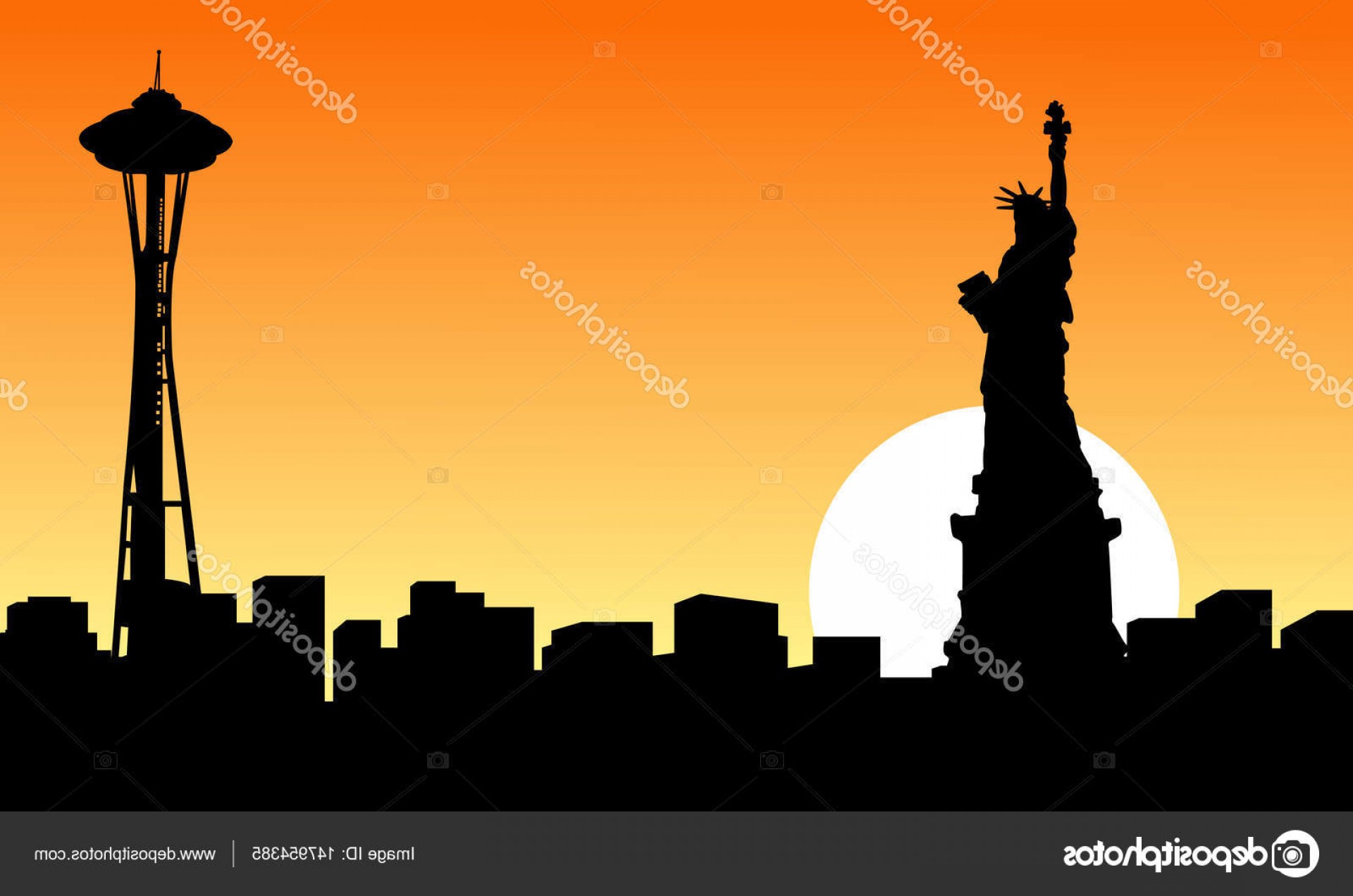 Stock Illustration At Sunset Seattle Space Needle Hoodamathrun 1920x1272 Stock Illustration At Sunset Seattle Space Needle Hoodamathrun