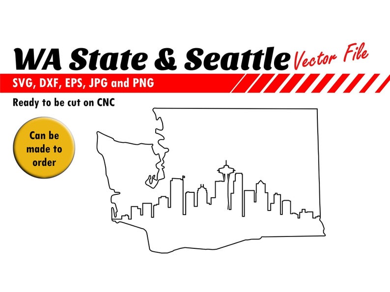 Washington Sate And Seattle Skyline Silhouette Dxf Etsy 794x595 Washington Sate And Seattle Skyline Silhouette Dxf Etsy