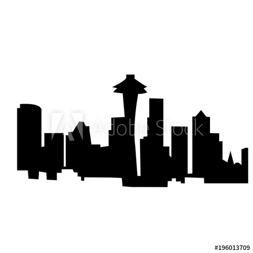 Black Space Needle Silhouette On White Background 500x500 Black Space Needle Silhouette On White Background