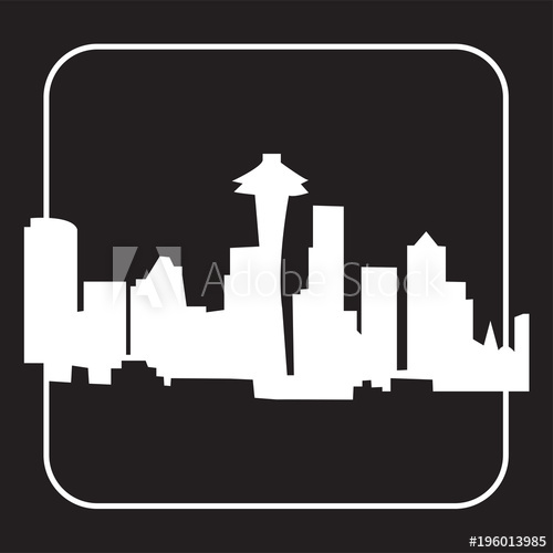 White Space Needle Silhouette On Black Background 500x500 White Space Needle Silhouette On Black Background