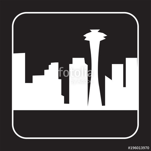 White Space Needle Silhouette On Black Background Stock Image 500x500 White Space Needle Silhouette On Black Background Stock Image