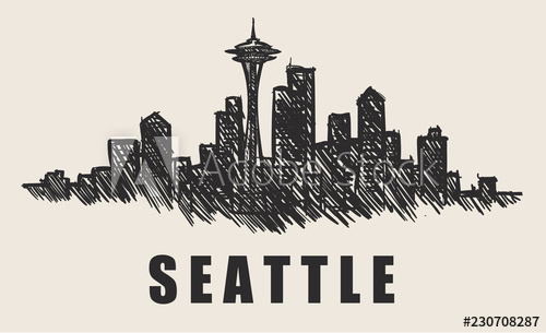 Seattle Skyline,space Needle Hand Drawn Vector Illustration Fast 500x305 Seattle Skyline,space Needle Hand Drawn Vector Illustration Fast