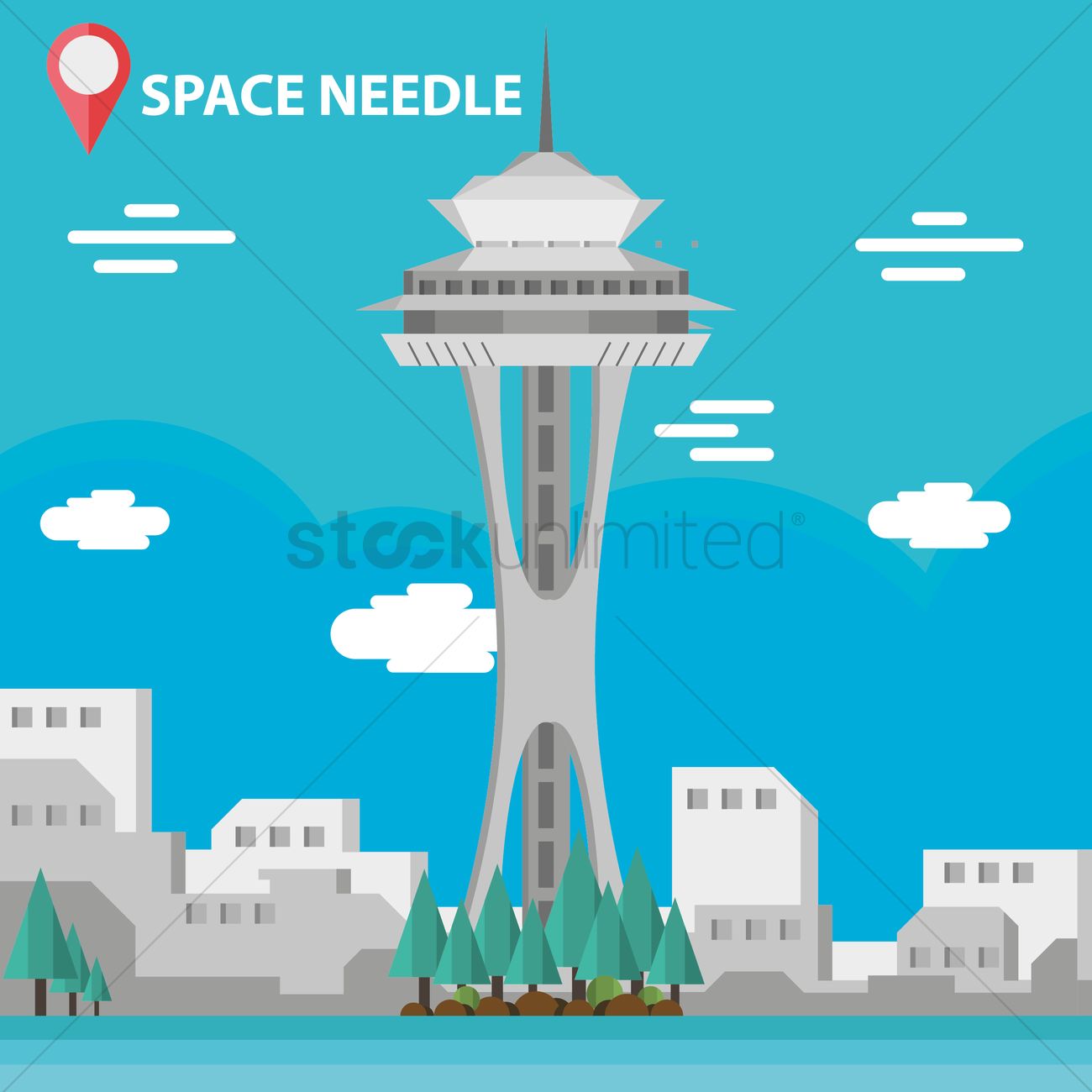 Space Needle Vector Image 1300x1300 Space Needle Vector Image
