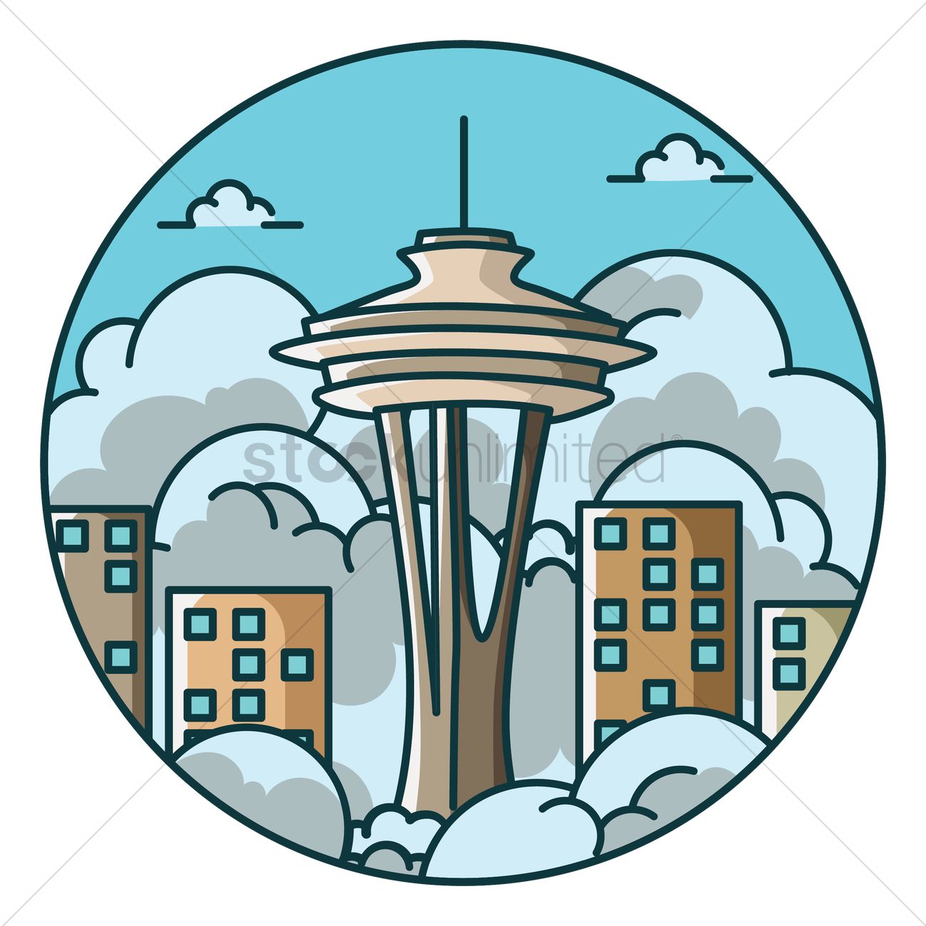 Space Needle Vector Image 1300x1300 Space Needle Vector Image