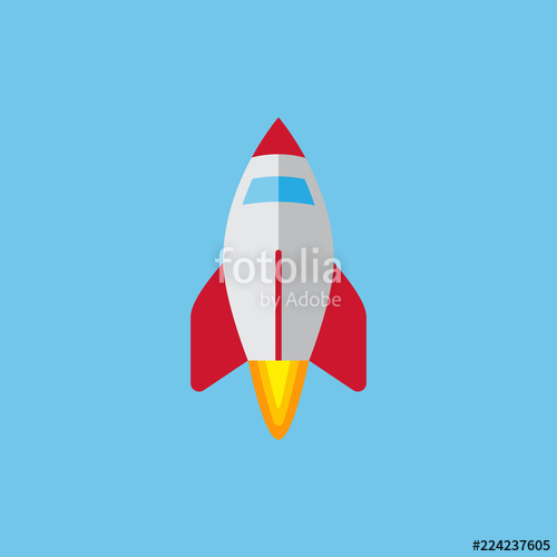 500x500 Colorful Spaceship Icon Flying On Blue Sky Space Shuttle Vector