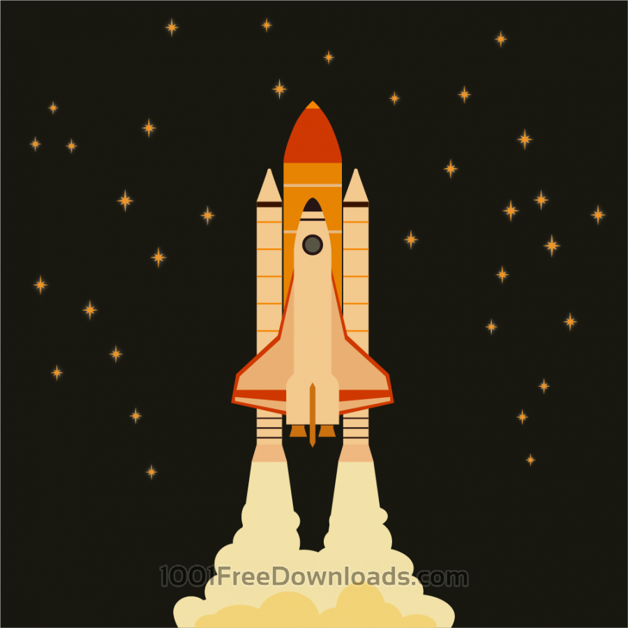 900x900 Free Vectors Space Shuttle Flying In Space With Stars