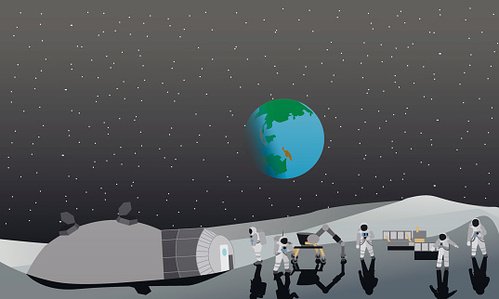 499x299 Moon Space Station Vector Illustration Premium Clipart