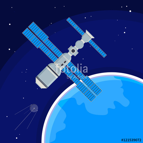 500x500 Space Station Vector Illustration In Flat Style Stock Image