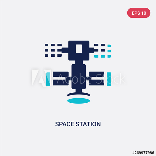 500x500 Two Color Space Station Vector Icon From Astronomy Concept