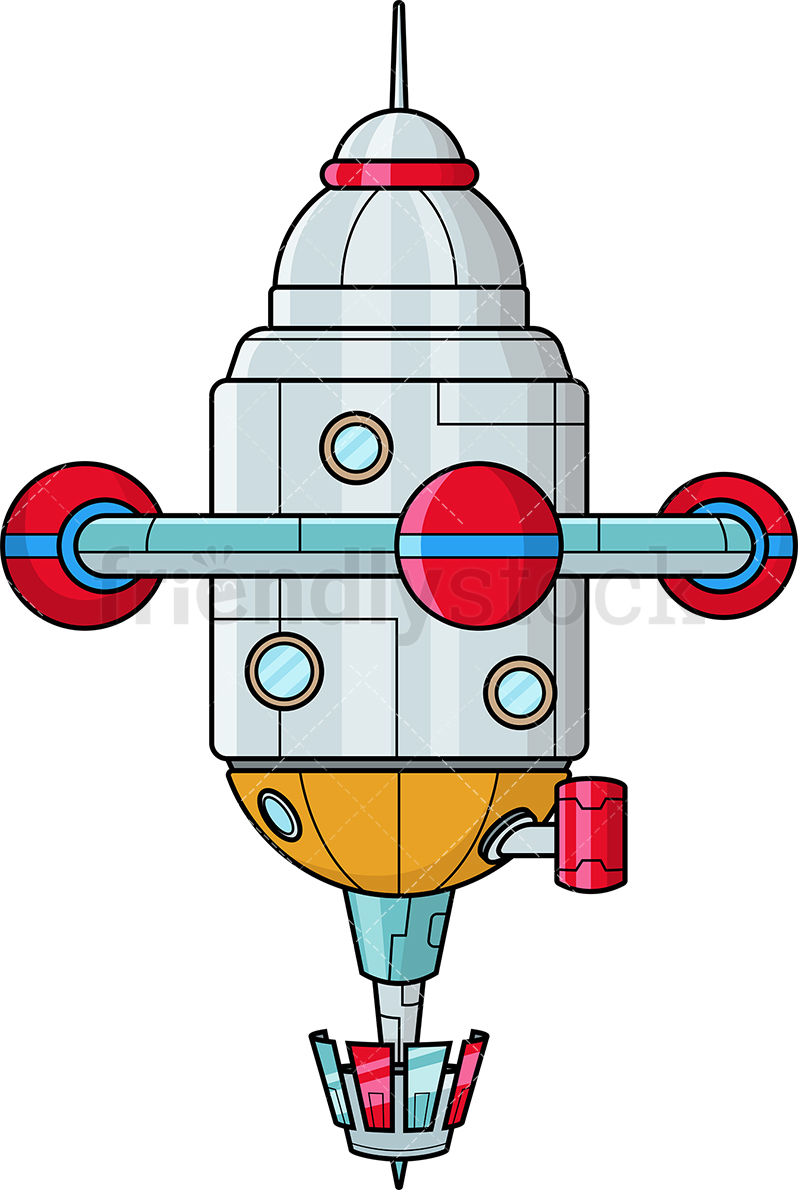 798x1190 Futuristic Space Station Cartoon Clipart Vector