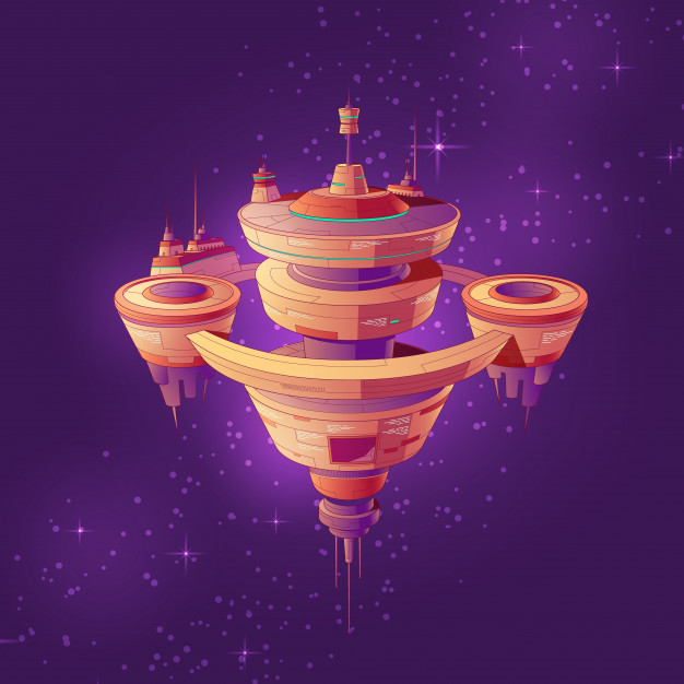 626x626 Futuristic Starship, Intergalactic Space Station Or Future Orbital