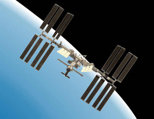 500x386 International Space Station With Earth Vector Illustration